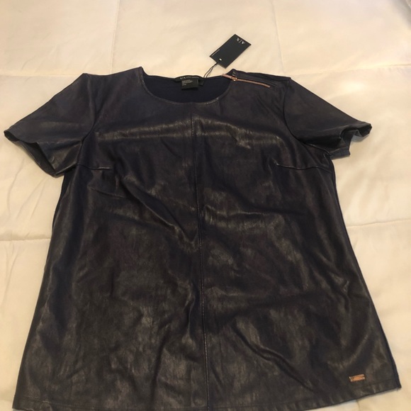 Armani Exchange leather look Purple Top M - Picture 4 of 4